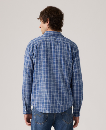 Levi's Men's Classic Pocket Regular-Fit Long-Sleeve Shirt - Hakan Plaid Sunshine Blue