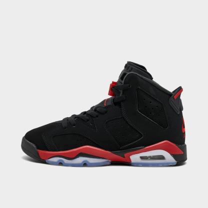 Big Kids' Air Jordan Retro 6 Basketball Shoes - Black/Light Crimson - view 1