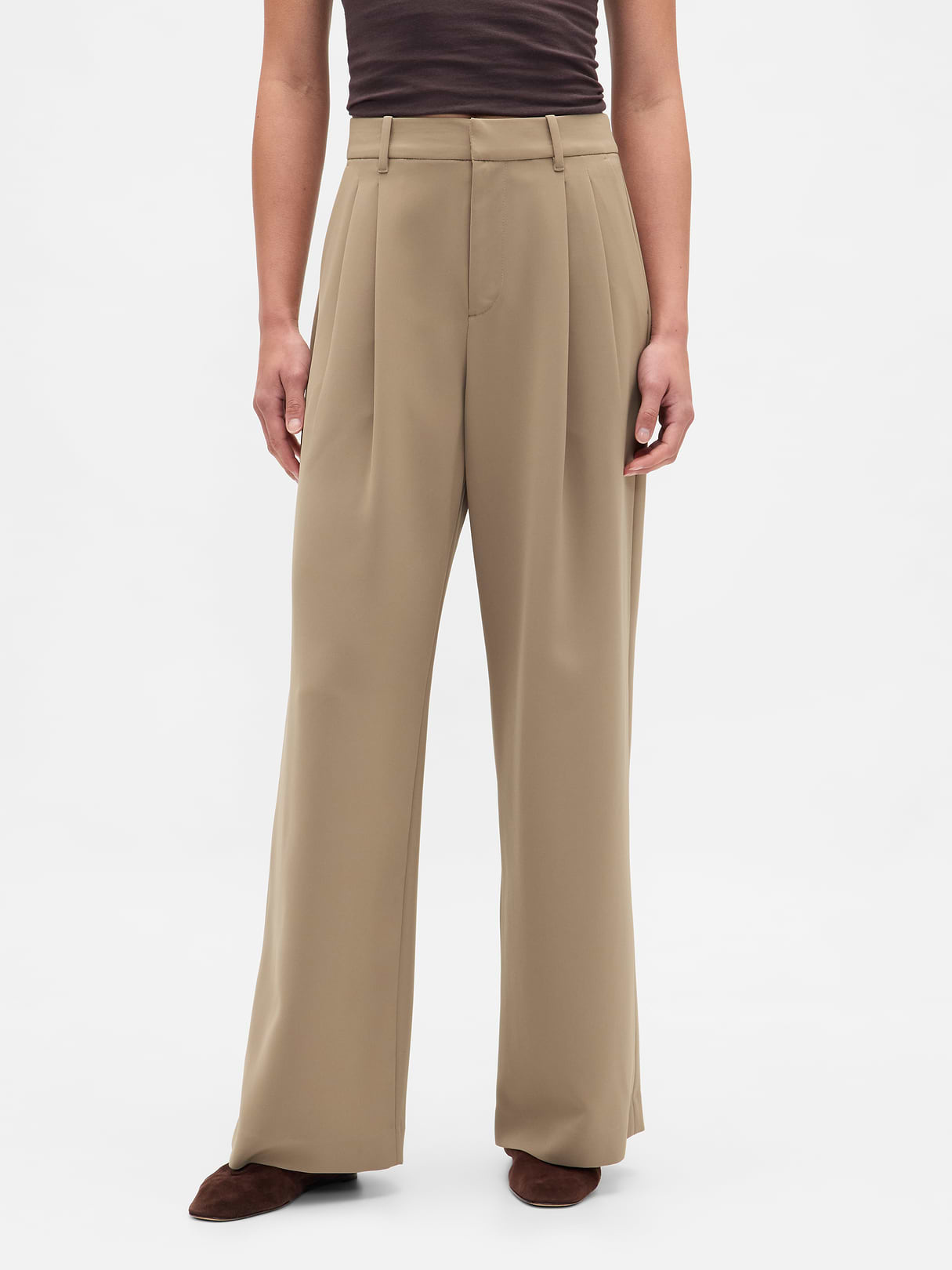 365 High Rise Pleated Trousers - Beachwood beige