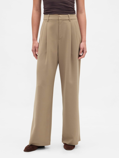 365 High Rise Pleated Trousers - Beachwood beige