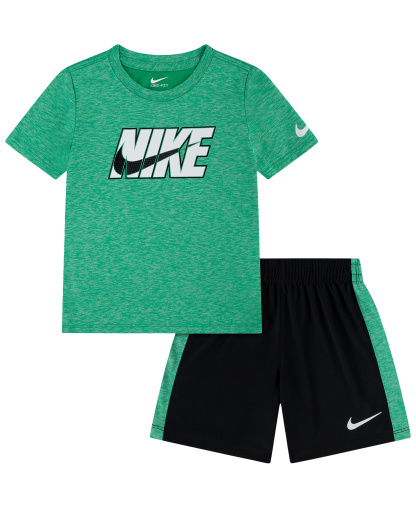 Nike Toddler Boys' 2T-4T Dri-FIT Dropset Short-Sleeve T-Shirt and Shorts, 2-Piece Set - Black/Green