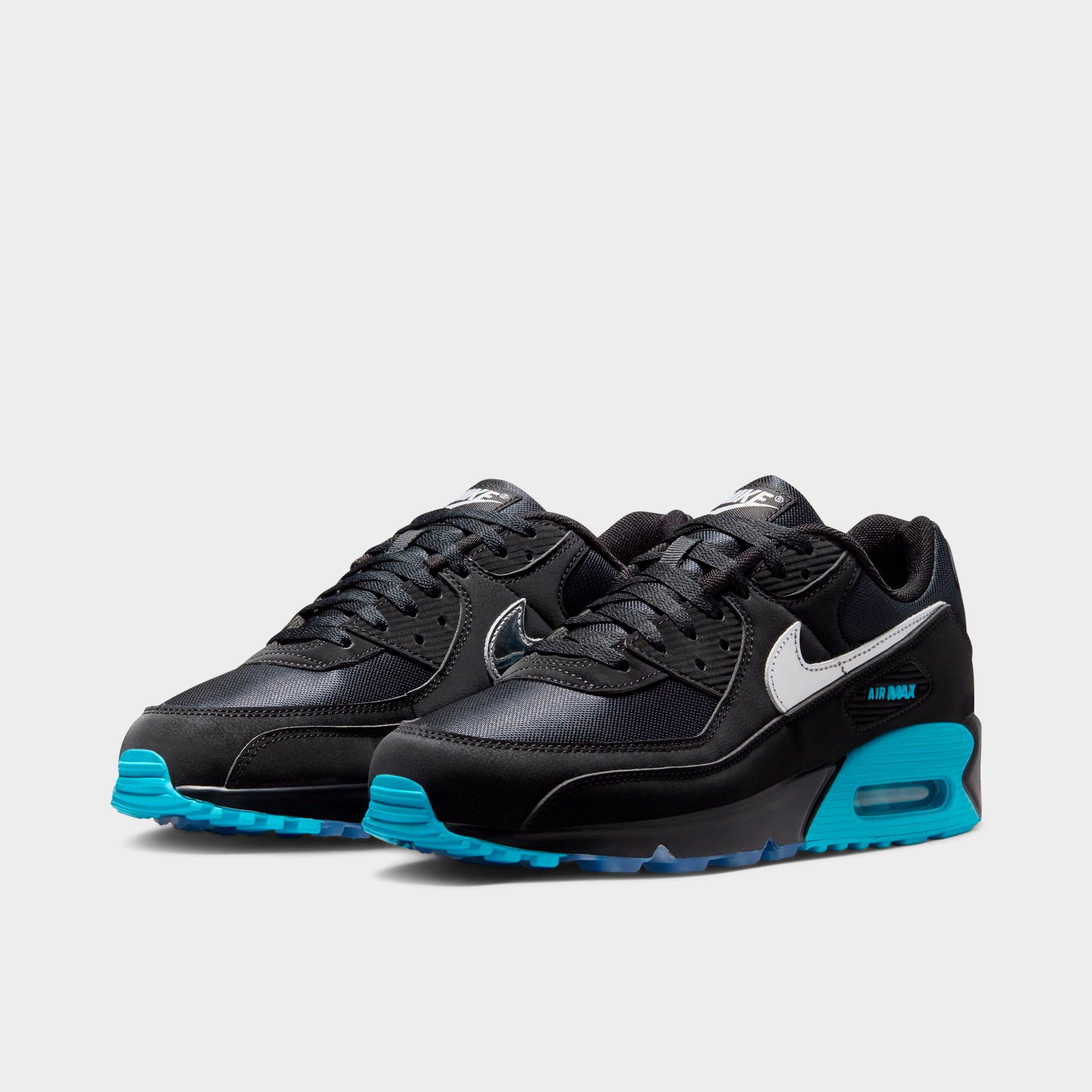 Men's Nithtke Air Max 90 Casual Shoes - Part 1 - Black/Gamma Blue/Ice/Chrome - Both shoes facing left