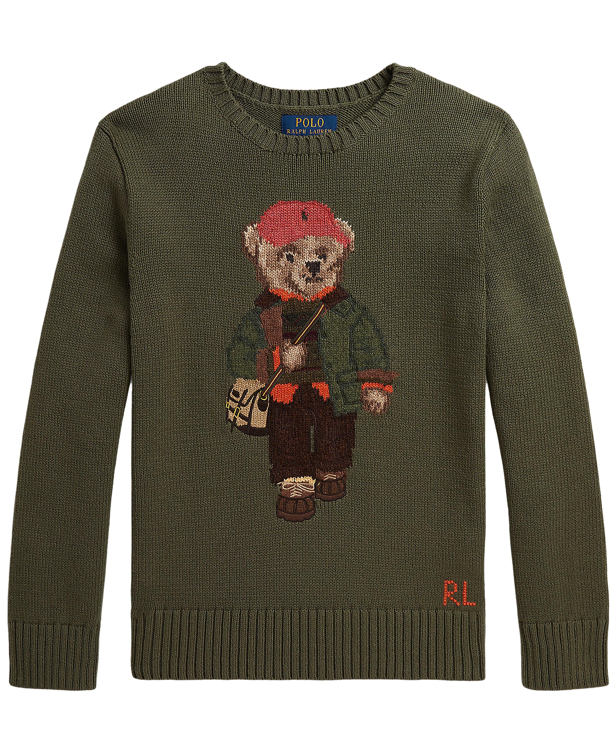 Polo Ralph Lauren Boys' 8-20 Polo Bear Embroidered Sweater - Cruise Olive