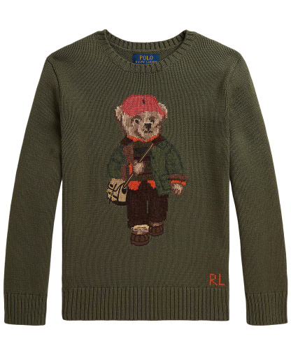 Polo Ralph Lauren Boys' 8-20 Polo Bear Embroidered Sweater - Cruise Olive