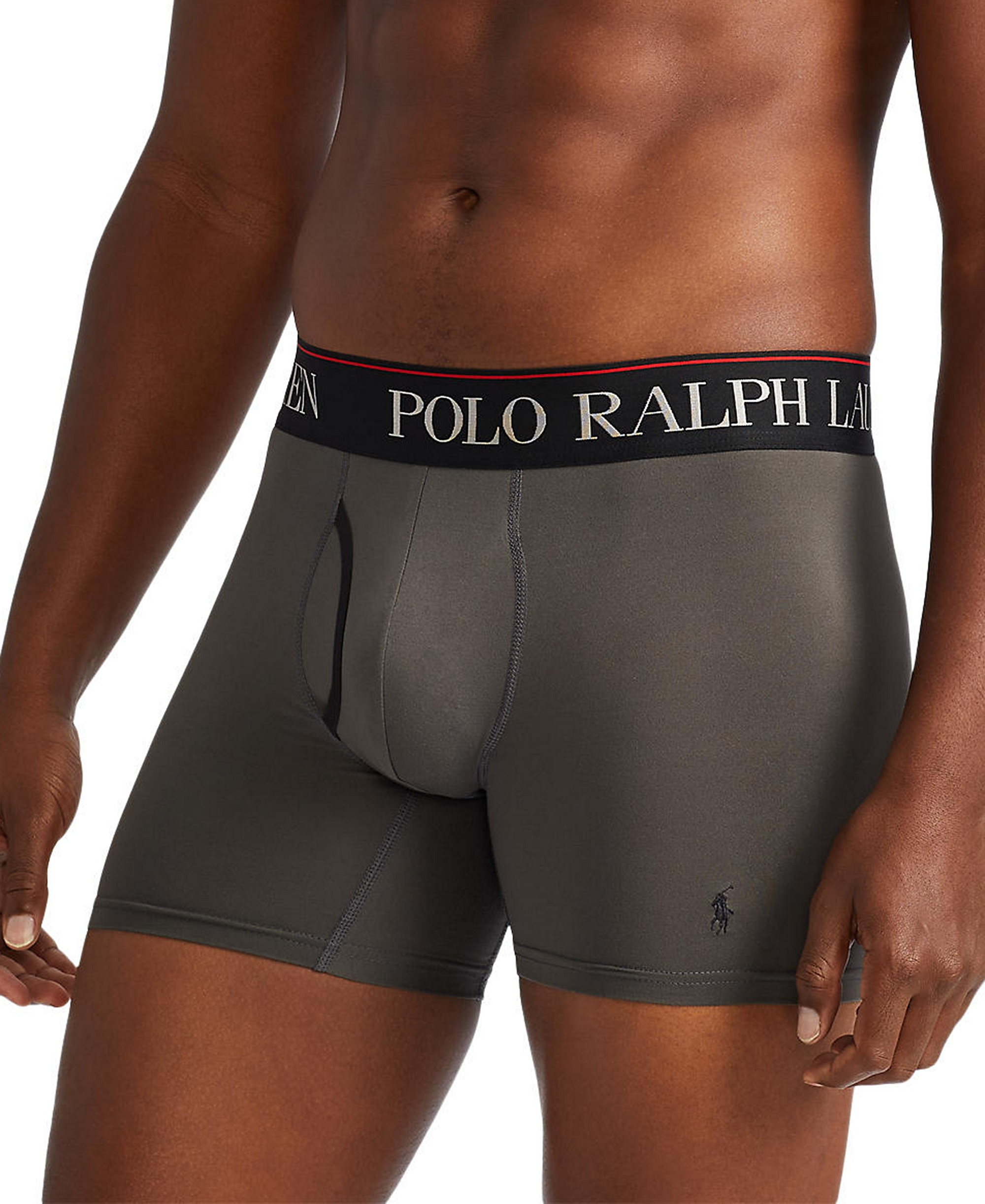 Polo Ralph Lauren Men's 3-Pack 4-D Flex Cool Microfiber Boxer Briefs - Charcoal /Red / Polo Black