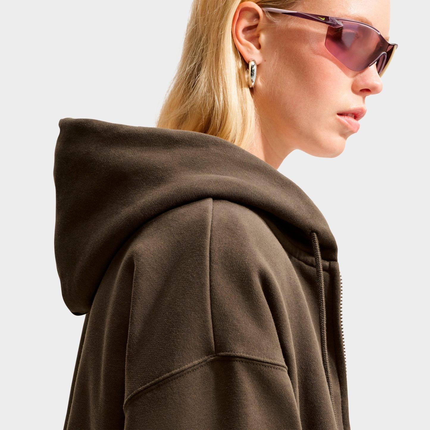 Women's Nithtke Studio Fleece Medium-Weight Oversized Cropped Full-Zip Hoodie - Dark Hazel/Sail