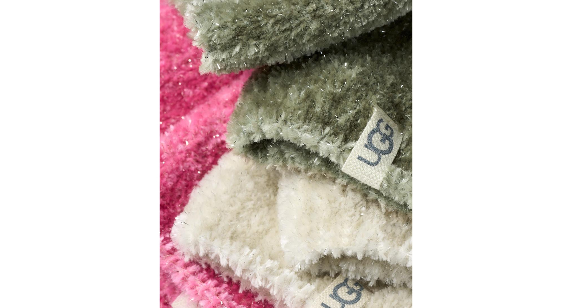 UGG Women's 3-Pack Leda Sparkle Cozy Crew Socks - Vinito / Cream / Ribbon Candy