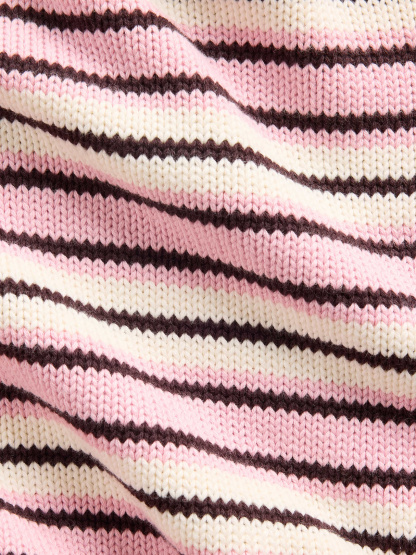 100% Cotton Rollneck Sweater - Pink stripe