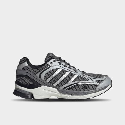 Men's adidas Spiritain 2000 Casual Shoes - Part 1 - Grey/Matte Silver/Core Black - Left shoe facing left. Outside of the shoe.
