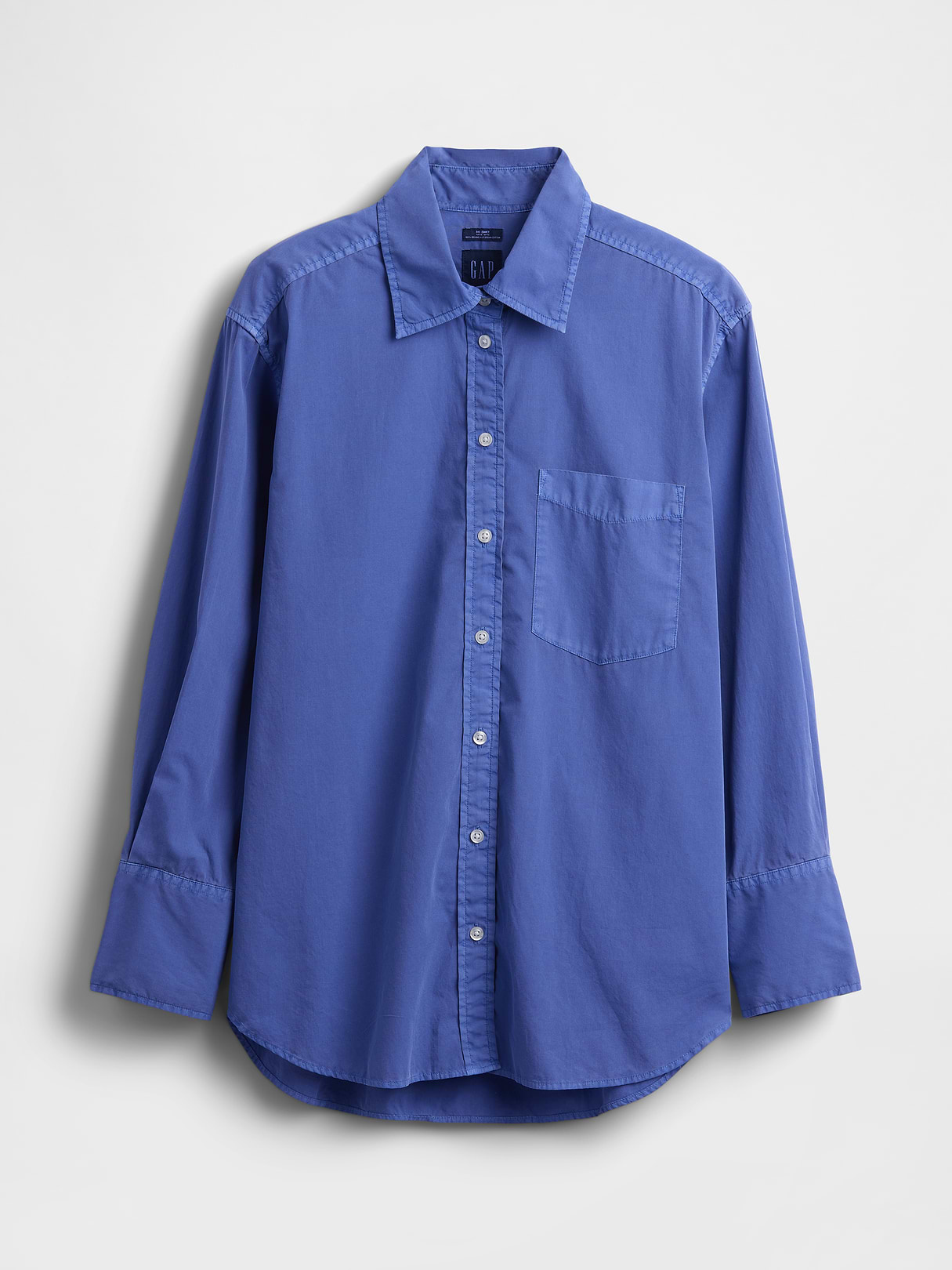 Organic Cotton Poplin Stripe Big Shirt - Mosaic blue