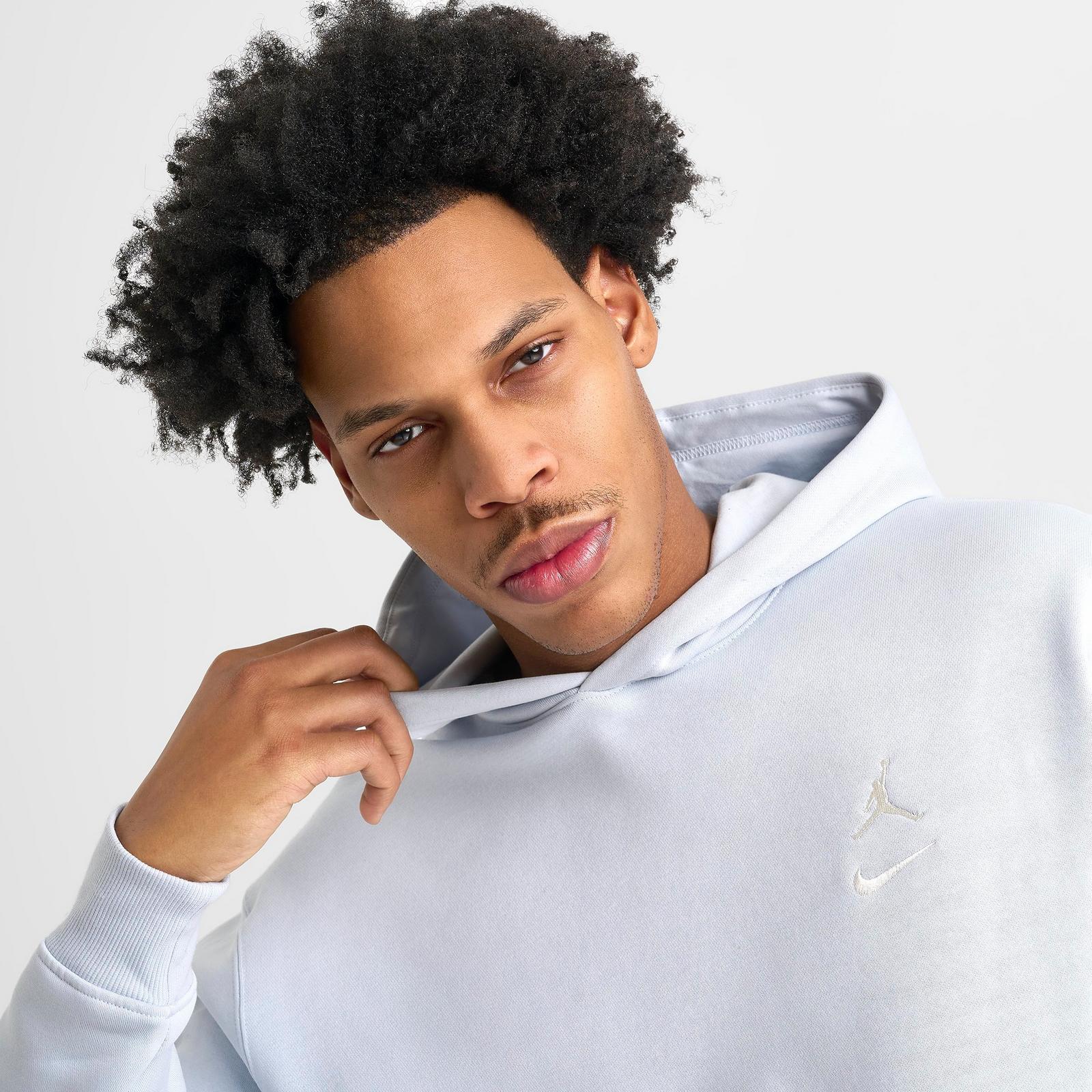Men's Jordan Swoosh Brooklyn Fleece Pullover Hoodie - Aura/Pale Ivory - view 5