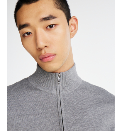 Tommy Hilfiger Men's Essential Cotton Quarter-Zip Sweater - Medium Gray Heather