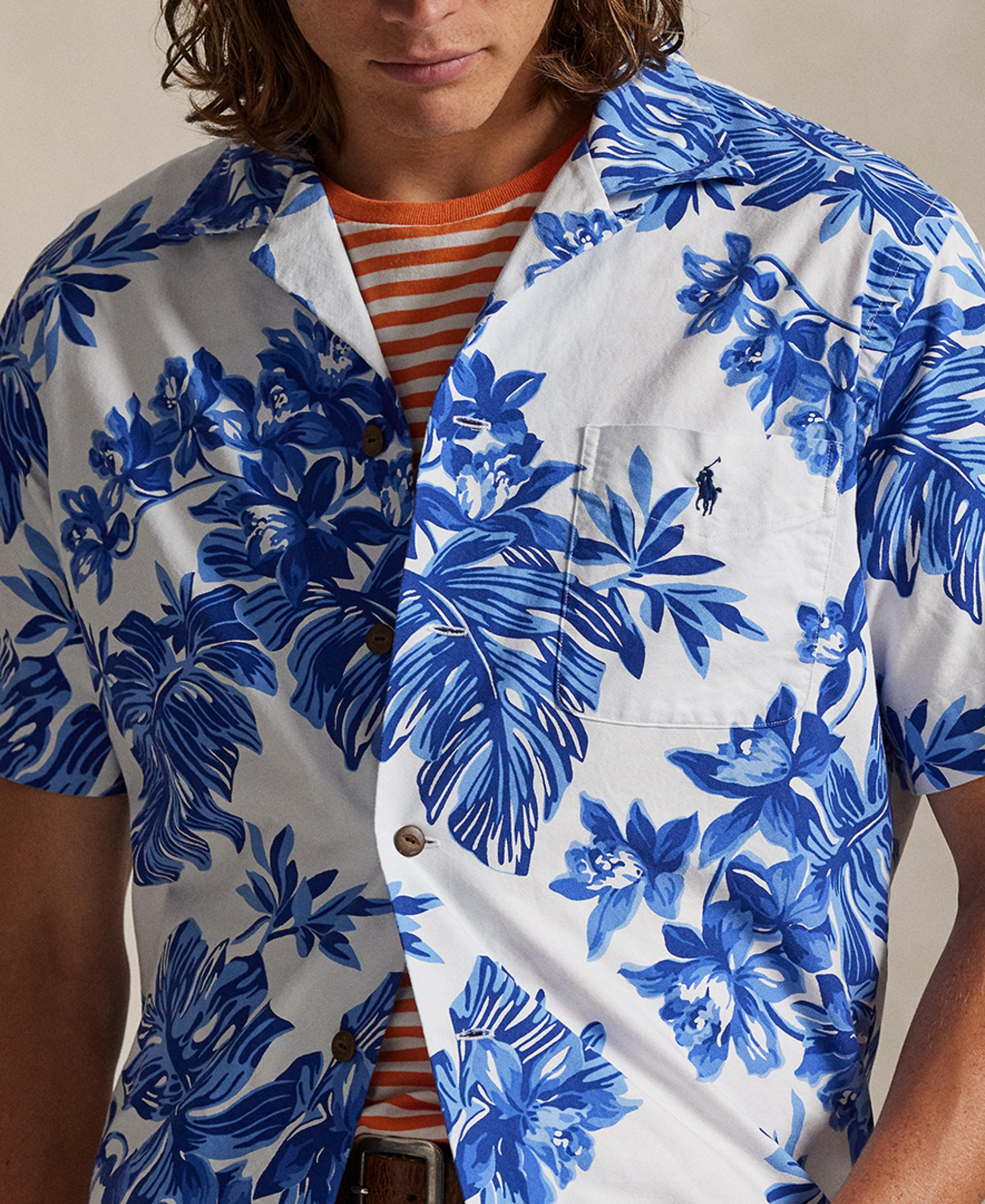 Polo Ralph Lauren Men's Classic-Fit Short-Sleeve Oxford Shirt - White Tropical