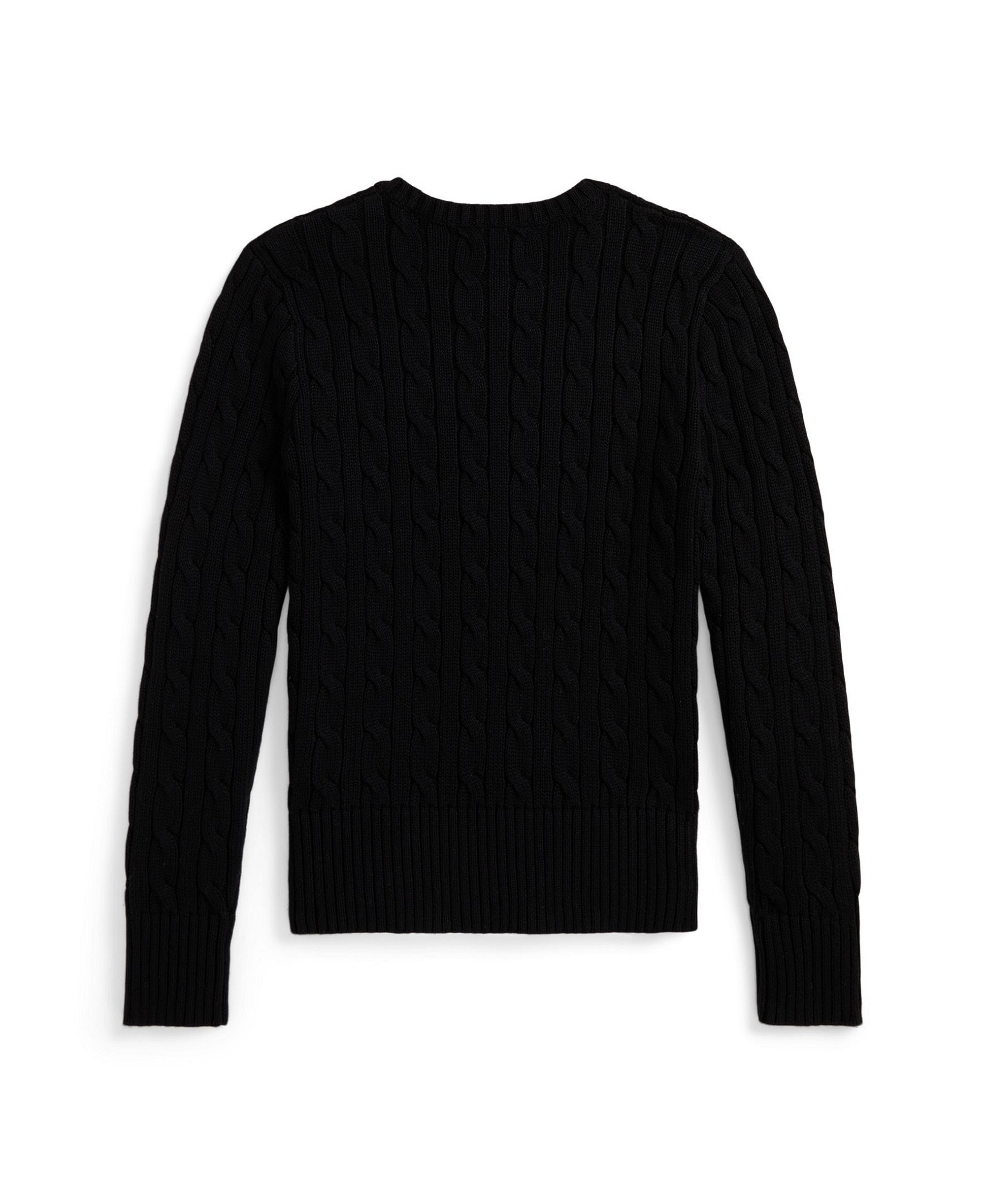 Polo Ralph Lauren Girls' 7-16 Cable-Knit Long Sleeves Sweater - Black