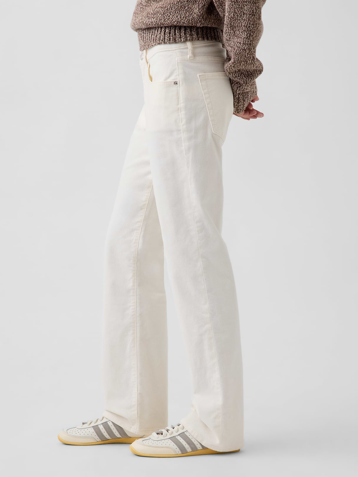 Mid Rise Relaxed Straight Jeans - Ivory beige frost