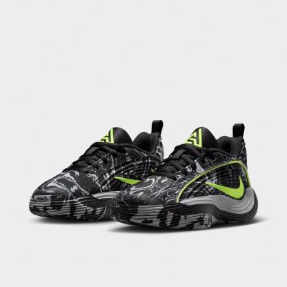 Little Kids' Nithtke Giannis Immortality 5 Basketball Shoes - Black/Light Smoke Grey/Volt - Both shoes facing left