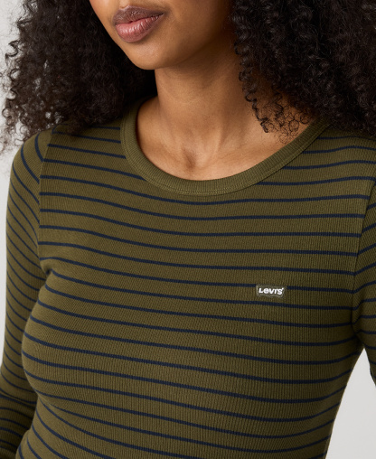 Levi's Women's Hayes Long-Sleeve Top - Gemini Stripe Olive Night