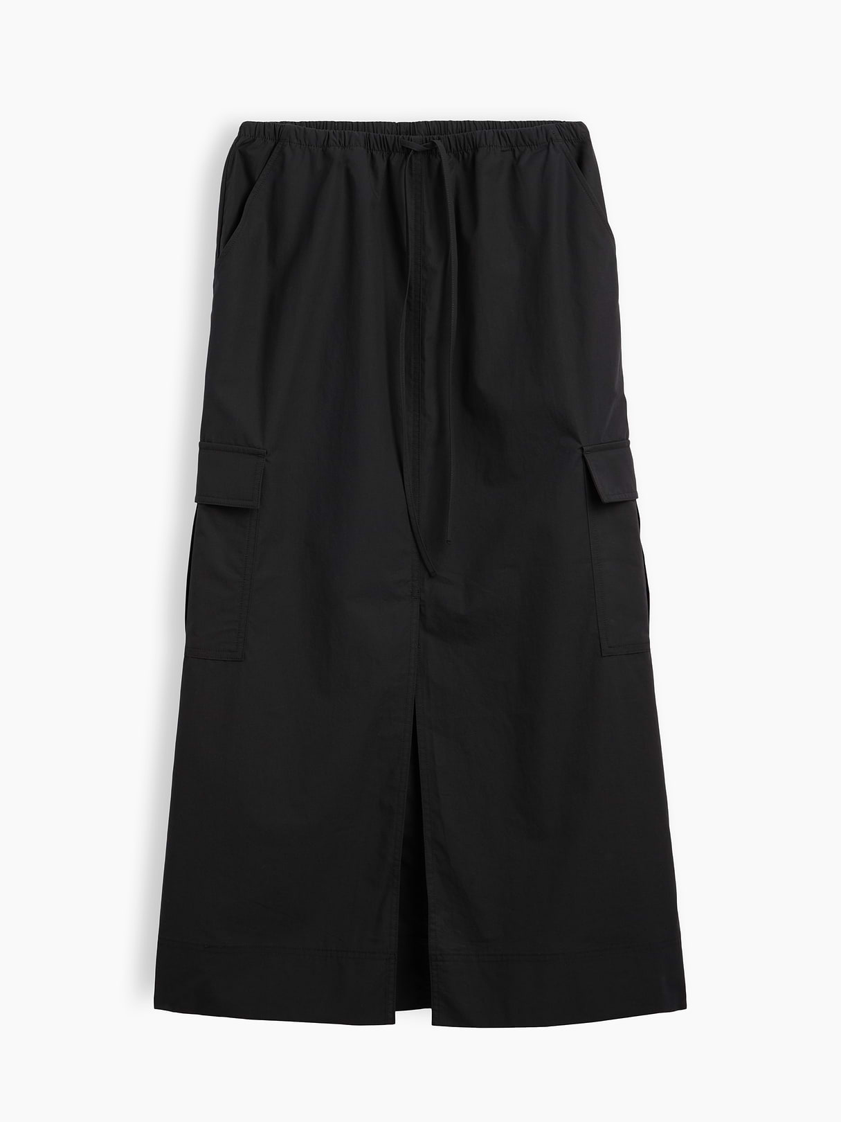 Poplin Easy Cargo Maxi Skirt - True black