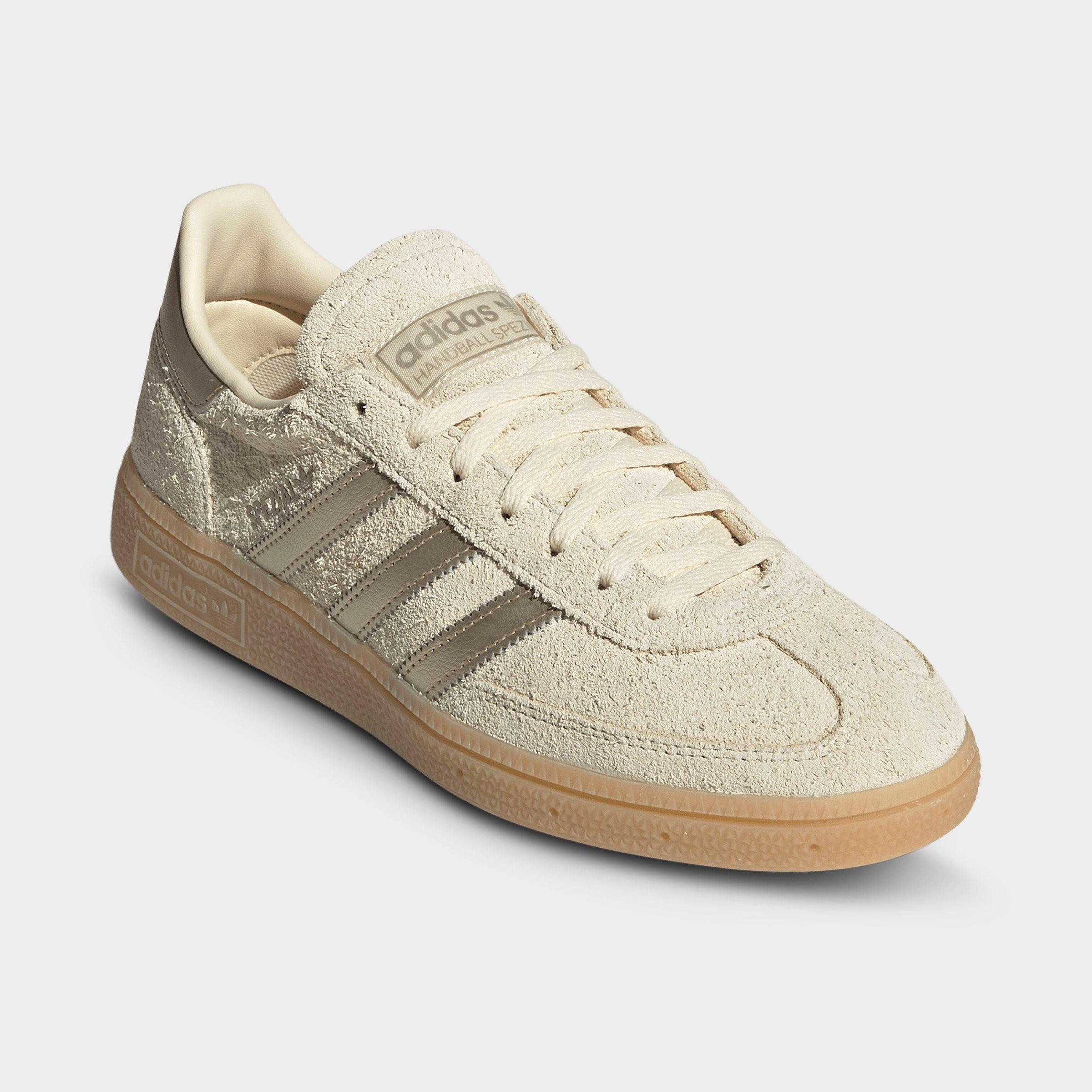 Women's adidas Originals Handball Spezial Casual Shoes - Part 4 - Warm Vanilla/Thermal Chrome/Gum - Both shoes facing left