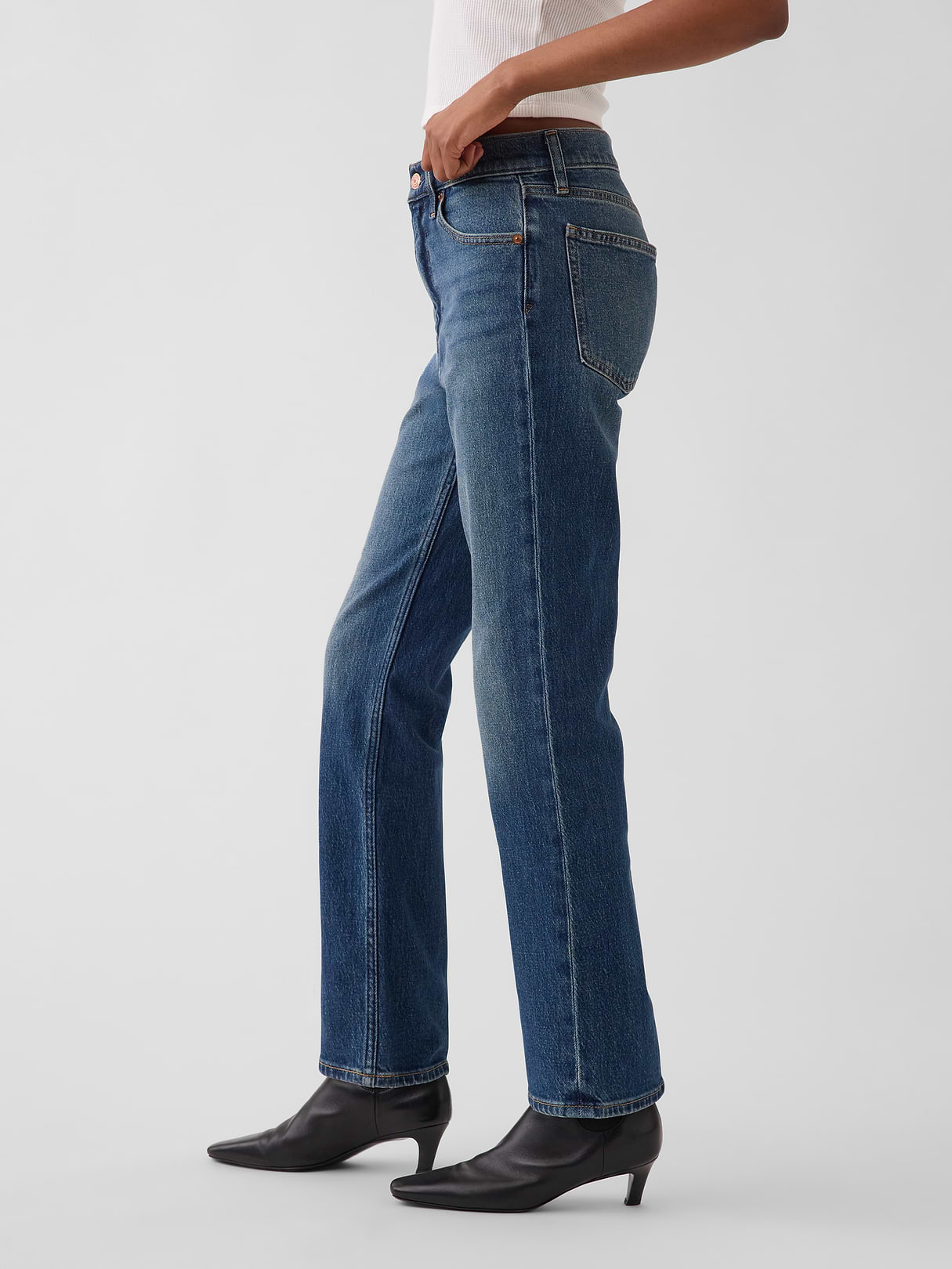 High Rise ’90s Slim Straight Crop Jeans - dark indigo