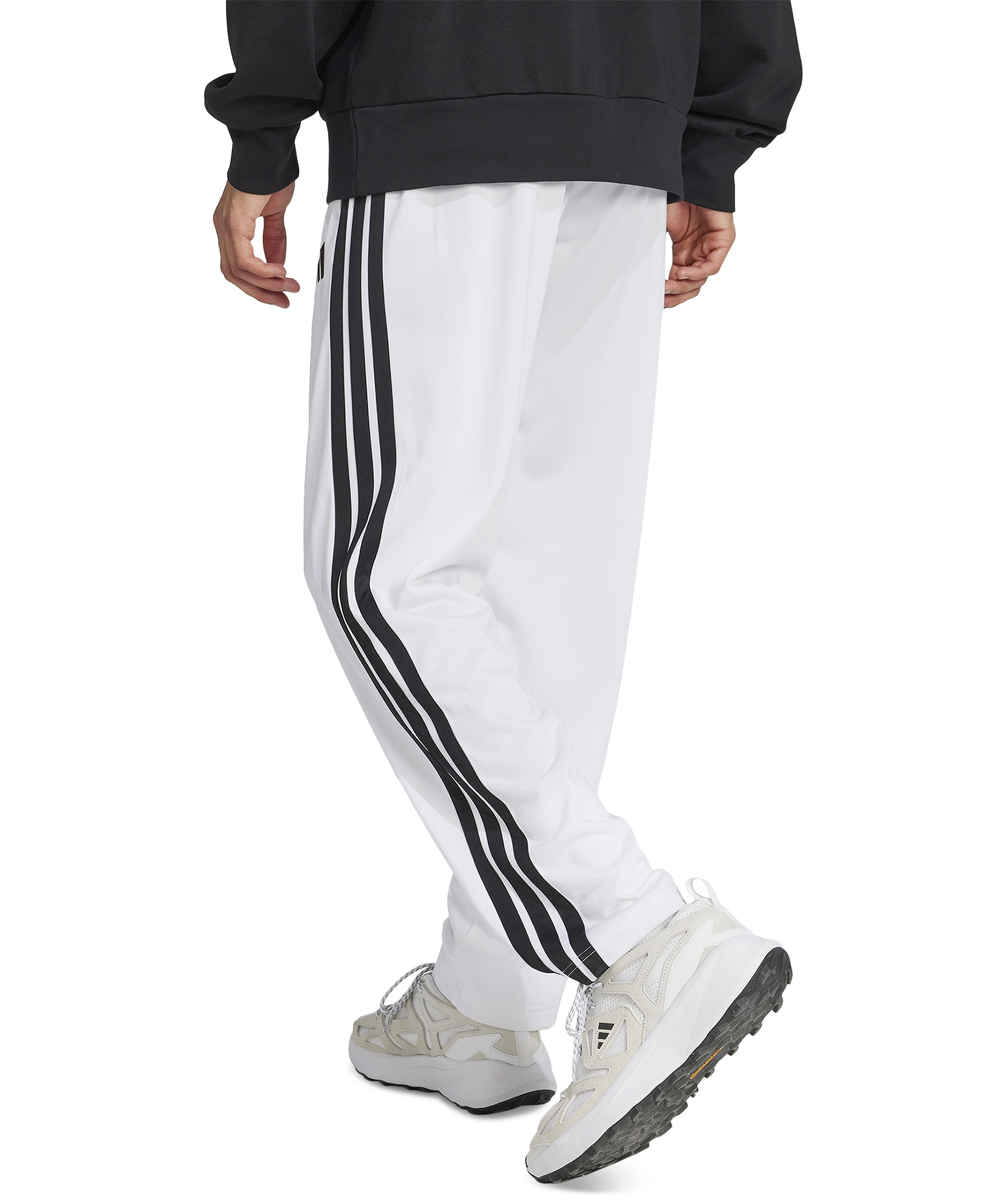 adidas Men's 3-Stripes Regular Open Hem Track Pants - White/Black