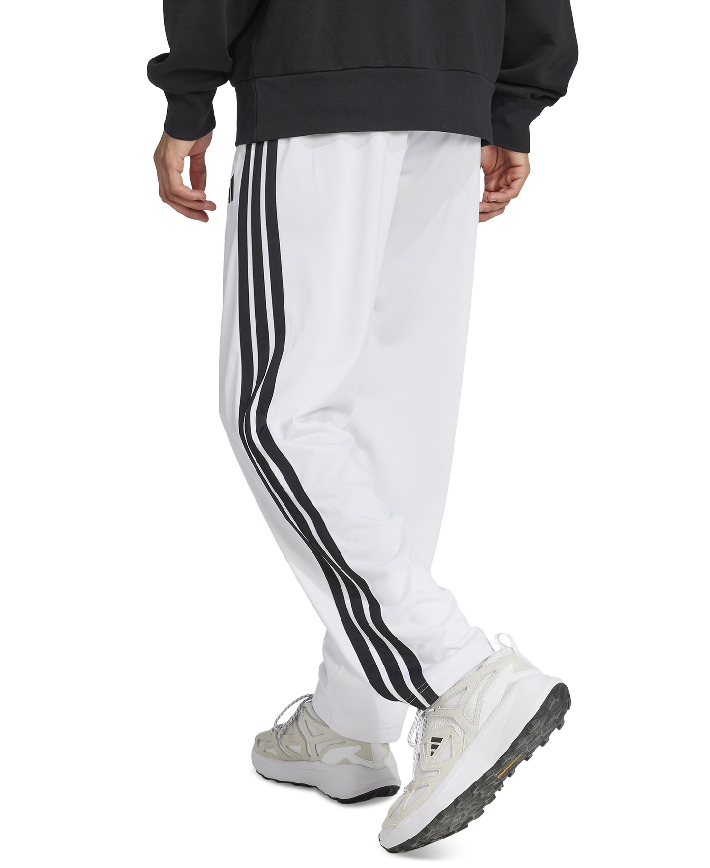 adidas Men's 3-Stripes Regular Open Hem Track Pants - White/Black