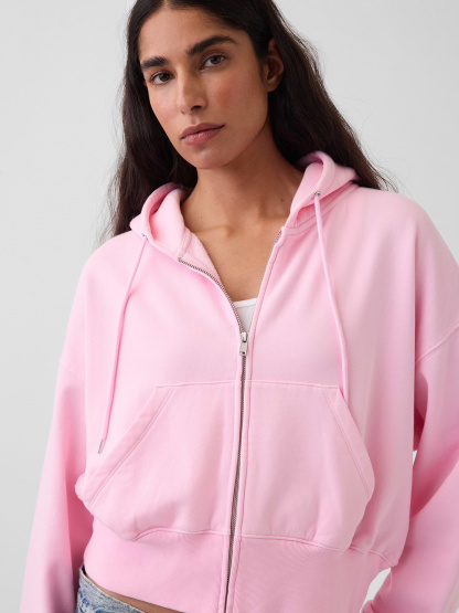 VintageSoft Wedge Zip Hoodie - Primrose pink