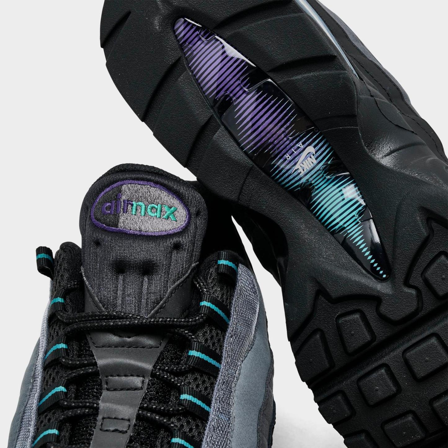 Men's Nike Air Max 95 Big Bubble Casual Shoes - Black/Iron Grey/Court Purple/Dusty Cactus