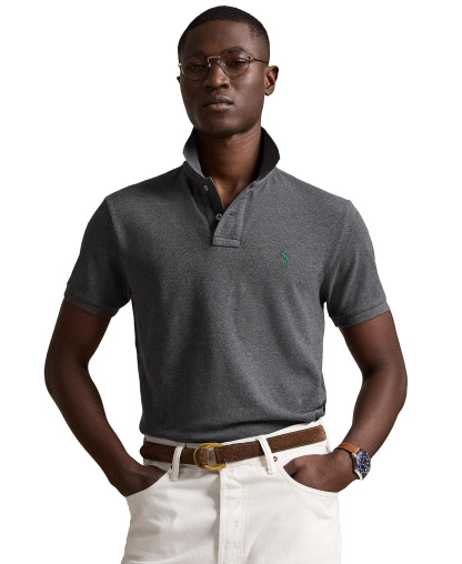 Polo Ralph Lauren Men's Custom Slim-Fit Mesh Polo Shirt - Medium Flannel Heather