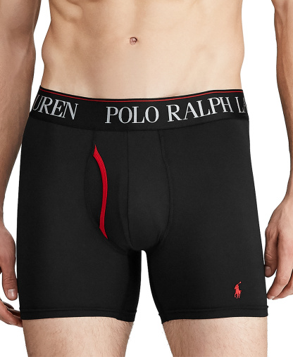 Polo Ralph Lauren Men's 3-Pack 4-D Flex Cool Microfiber Boxer Briefs - Black Assorted