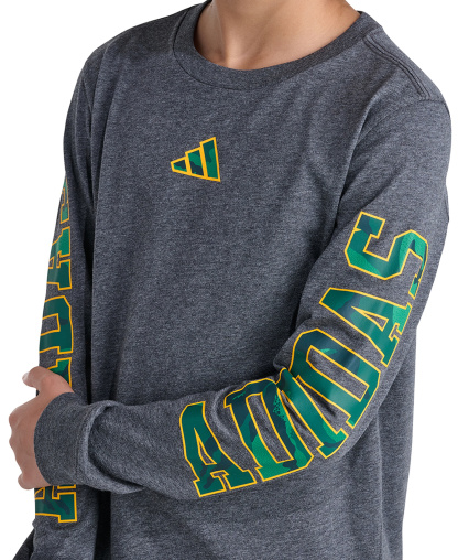 adidas Boys' 8-20 Long-Sleeve Camo Graphic Lineage T-Shirt - Dark Gray Heather