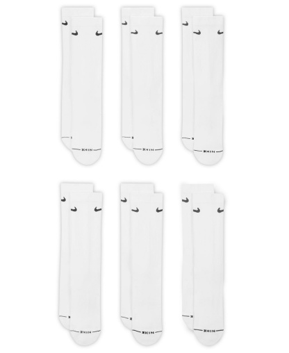 Nike Unisex Elevated Everyday Crew Socks, 6-Pack - White