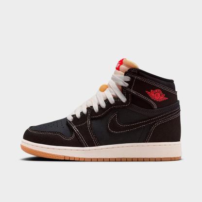 Big Kids' Air Jordan Retro 1 High OG Casual Shoes - Black/University Red/Sail/Gum Medium Brown - view 1