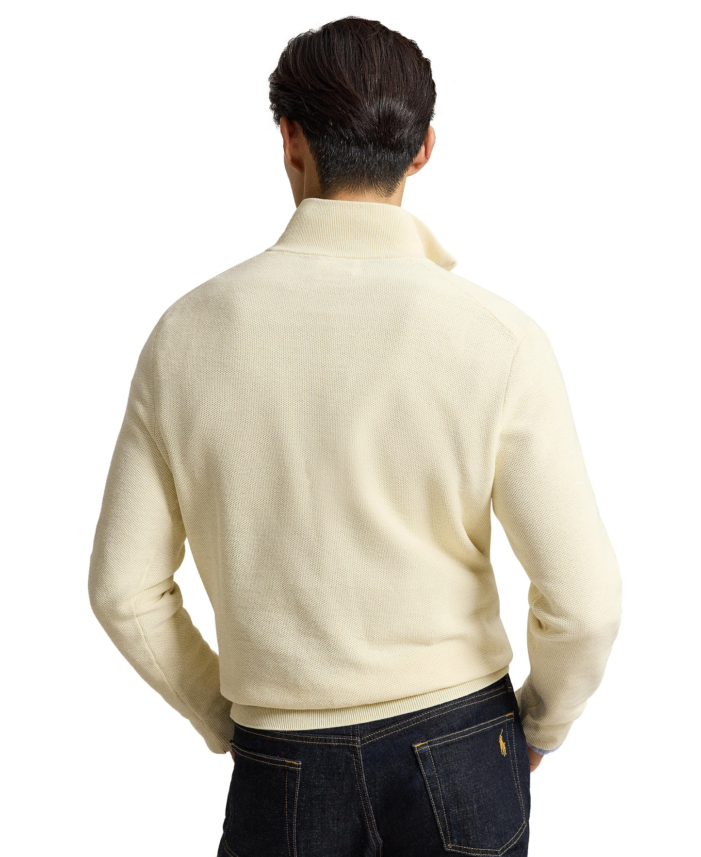 Polo Ralph Lauren Men's Mesh-Knit Cotton Quarter-Zip Sweater - Andover Cream