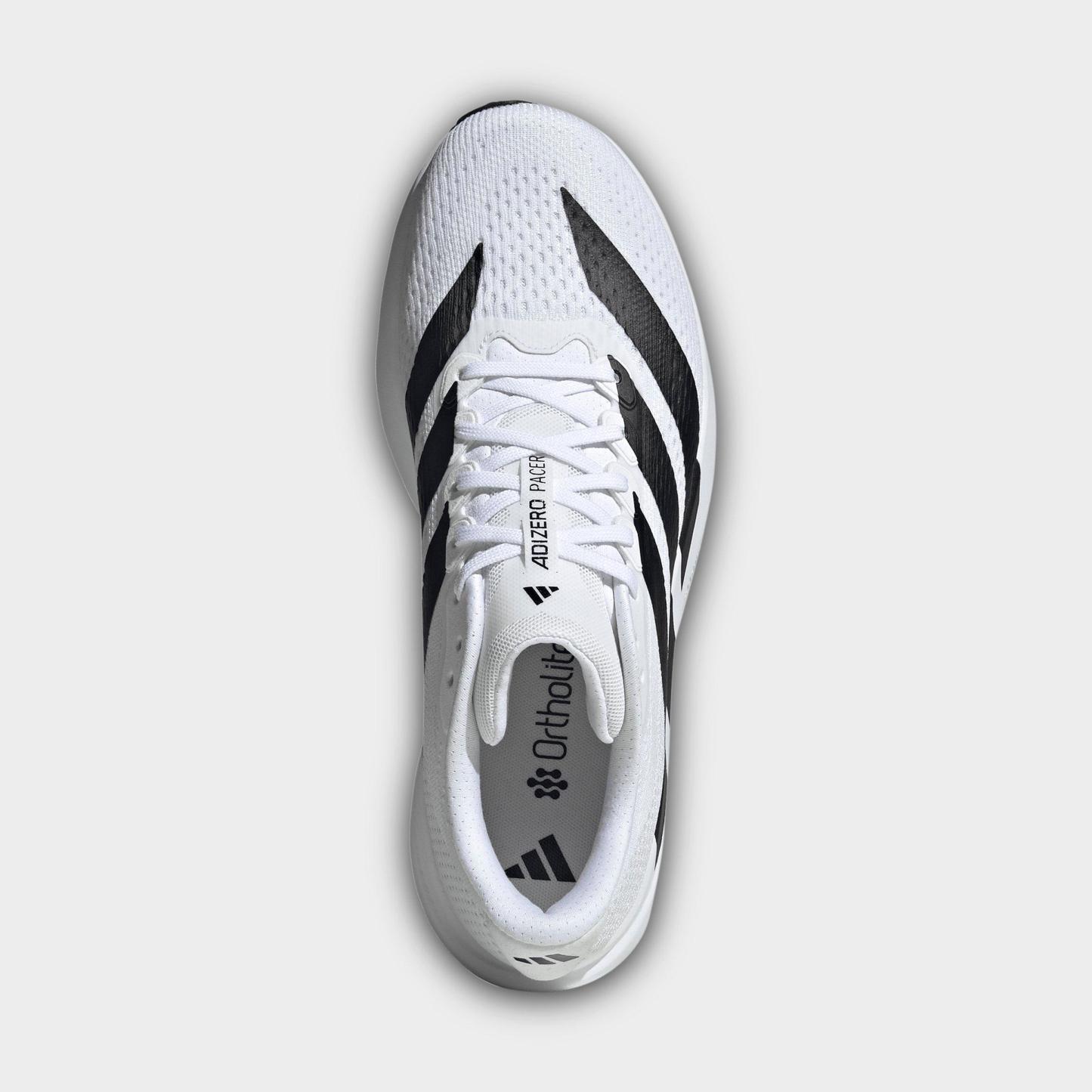 Men's adidas Adizero Pacer Running Shoes - Cloud White/Core Black/Crystal White - Top view