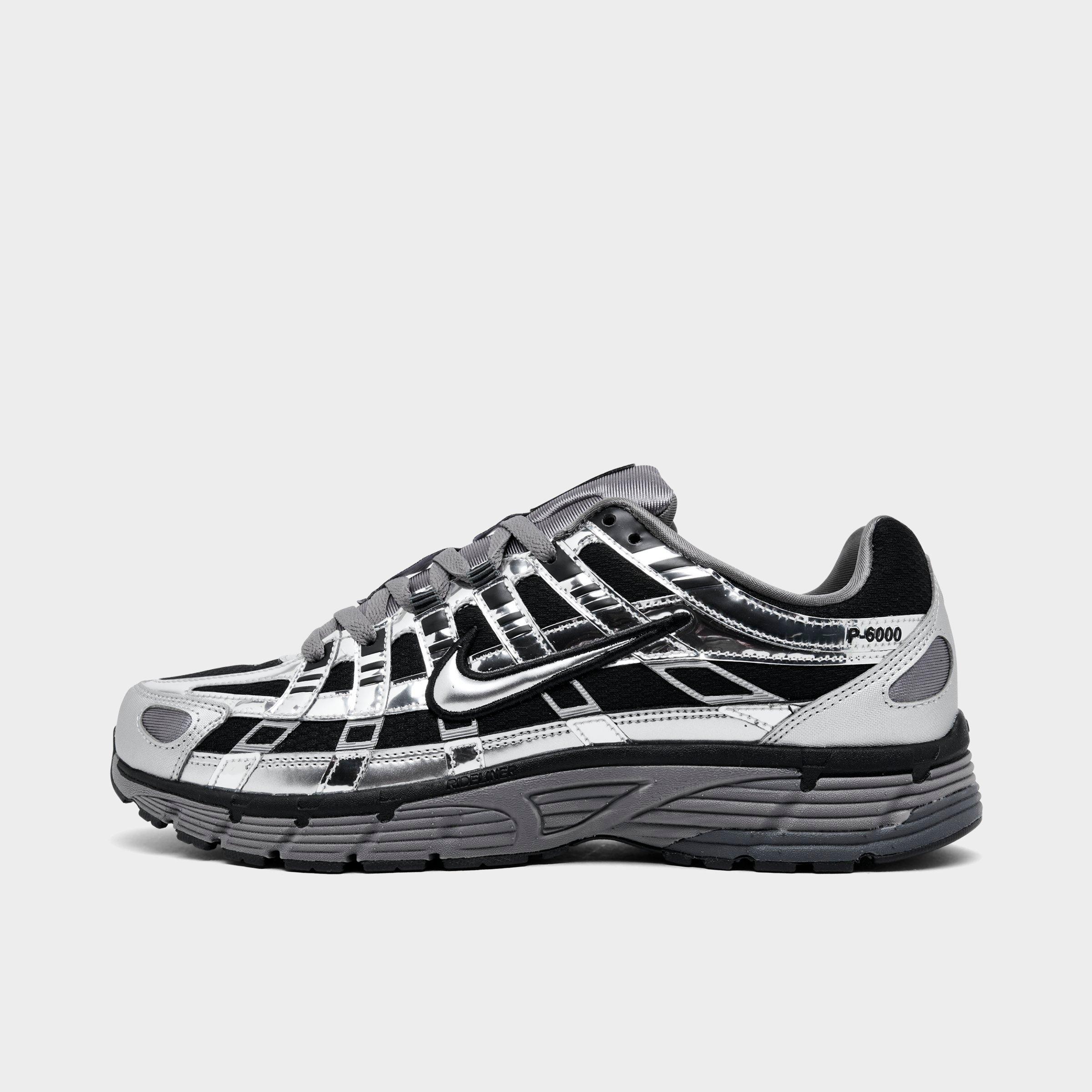 Men's Nithtke P-6000 Casual Shoes - Part 2 - Black/Metallic Silver/Pencil Point - Left shoe facing left. Outside of the shoe.