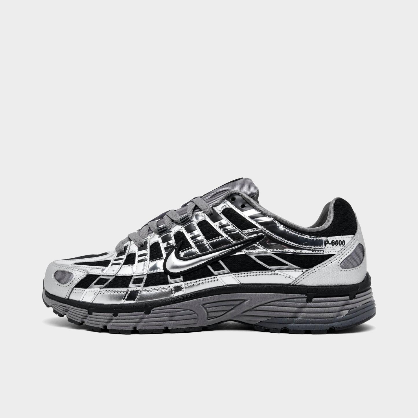 Men's Nithtke P-6000 Casual Shoes - Part 2 - Black/Metallic Silver/Pencil Point - Left shoe facing left. Outside of the shoe.