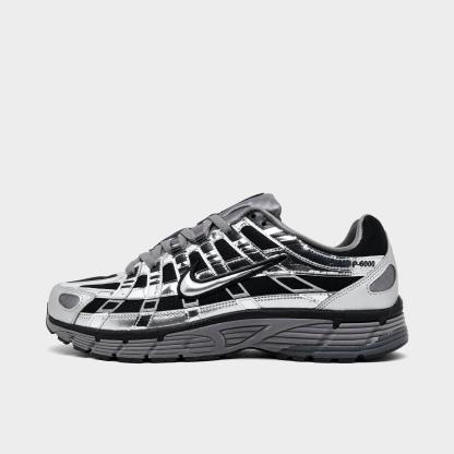 Men's Nithtke P-6000 Casual Shoes - Part 2 - Black/Metallic Silver/Pencil Point - Left shoe facing left. Outside of the shoe.