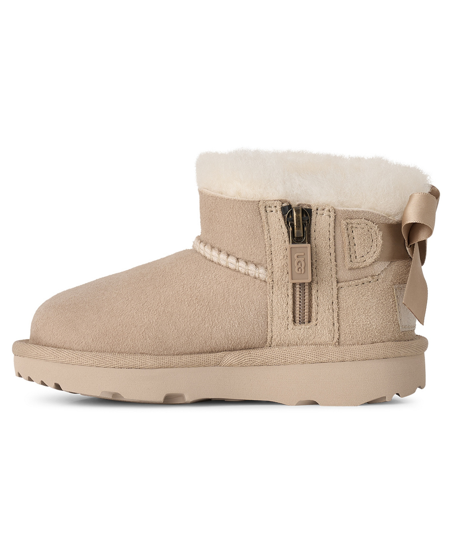 UGG® Toddler Kids Ultra Mini Bailey Bow Zipper Booties - Sand