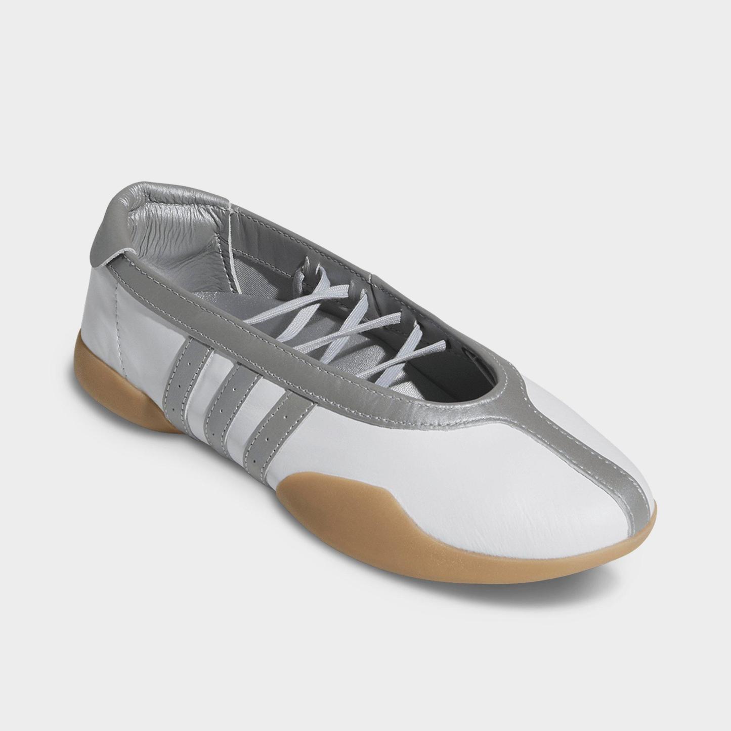 Women's adidas Originals Taekwondo Mei Casual Shoes - Cloud White/Silver Metallic/Gum - Both shoes facing left