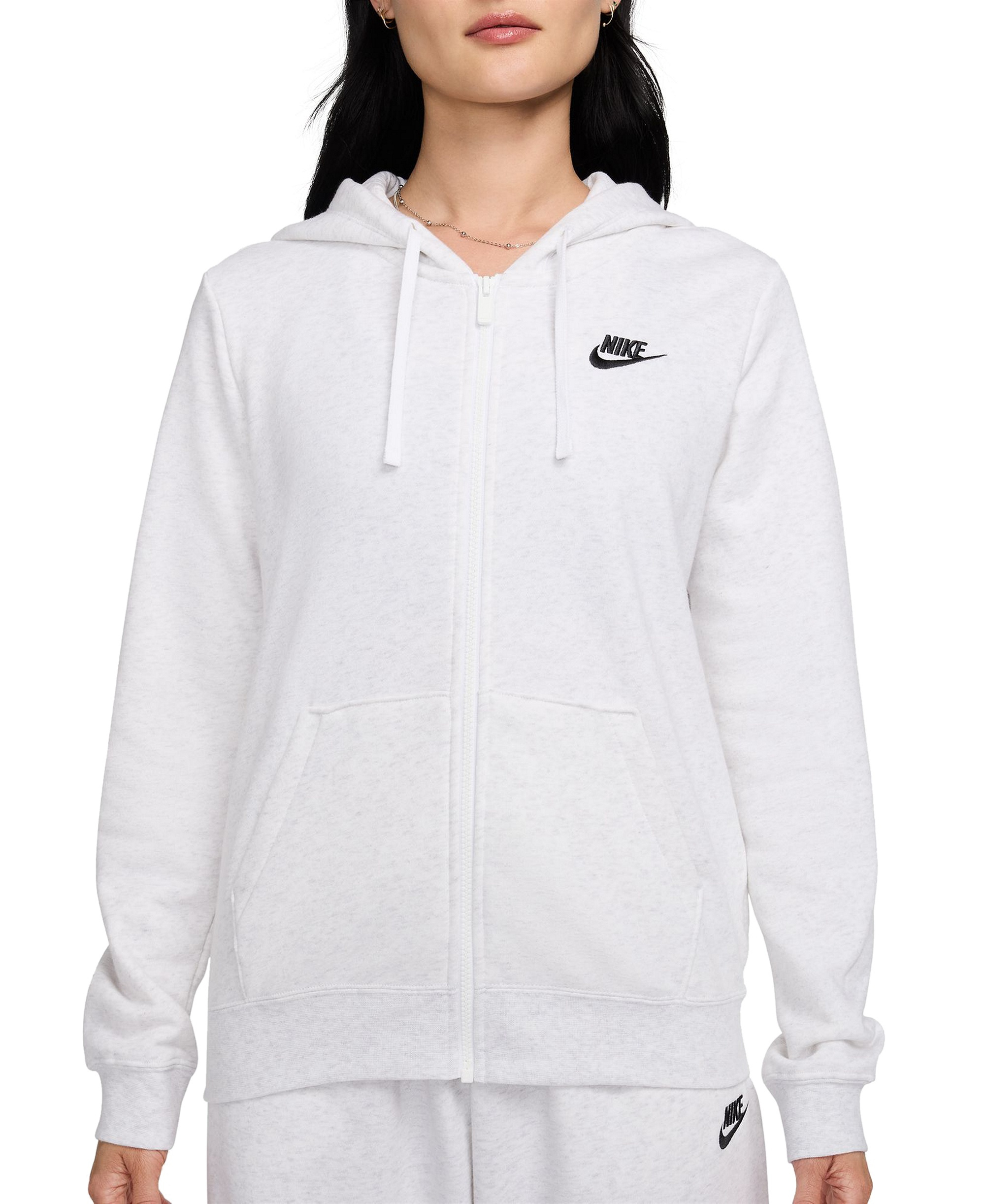 Nike Women's Sportswear Club Fleece Full-Zip Hoodie - Birch Heather/Black