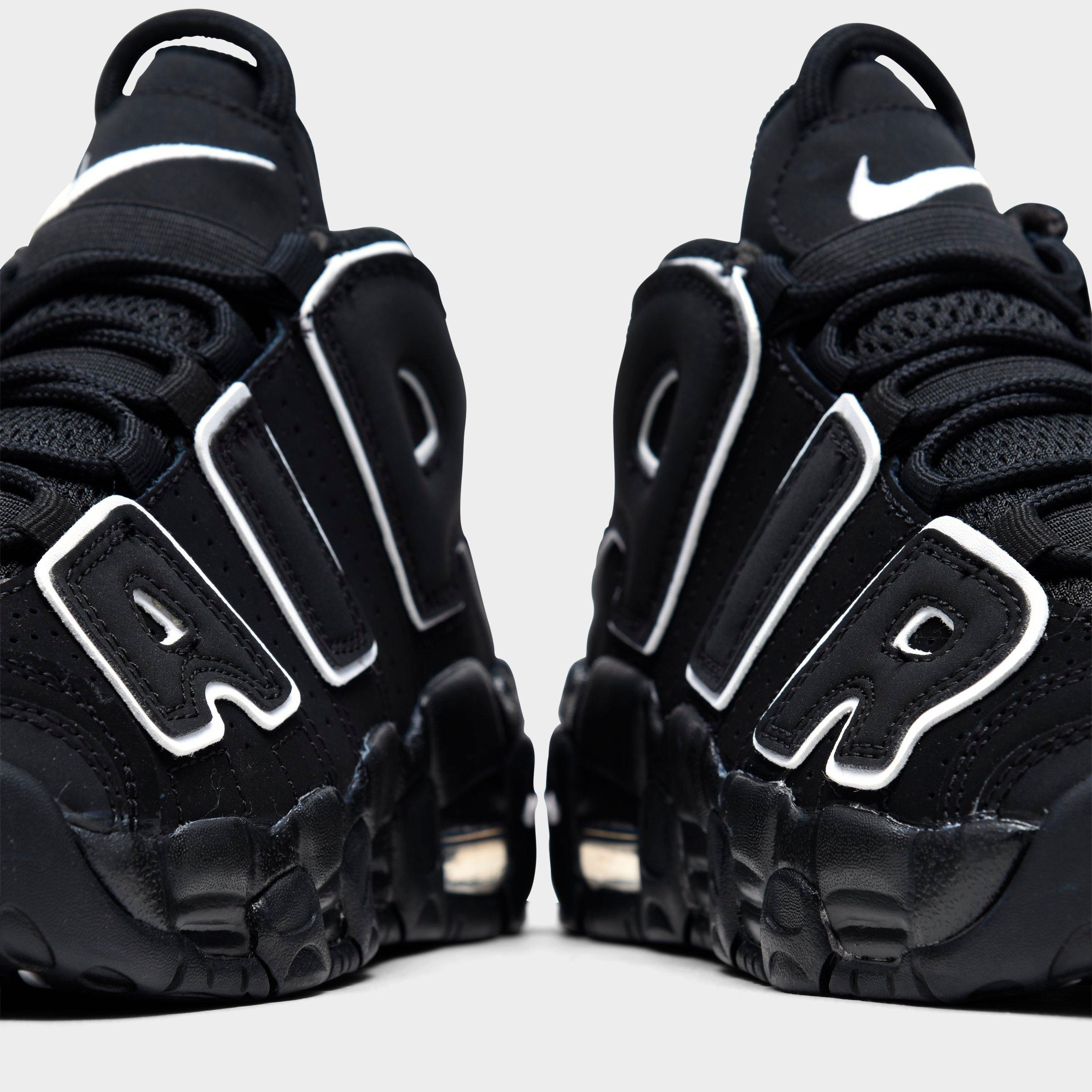 Little Kids' Nithtke Air More Uptempo Casual Shoes - Black/White - Detail shot