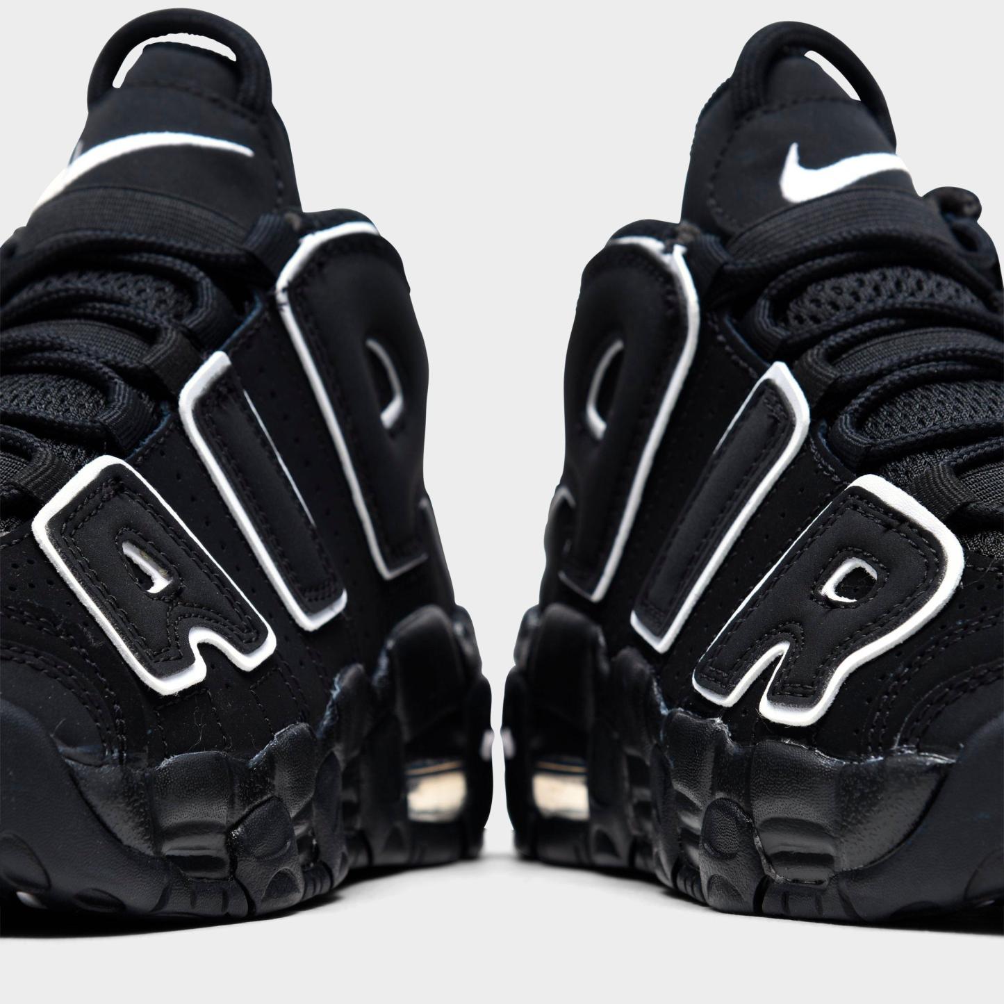 Little Kids' Nithtke Air More Uptempo Casual Shoes - Black/White - Detail shot
