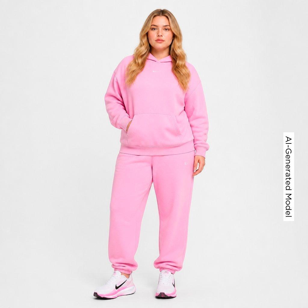 Women's Nithtke Studio Fleece Medium-Weight Camo Oversized Pullover Hoodie - Pink Rise/Sail