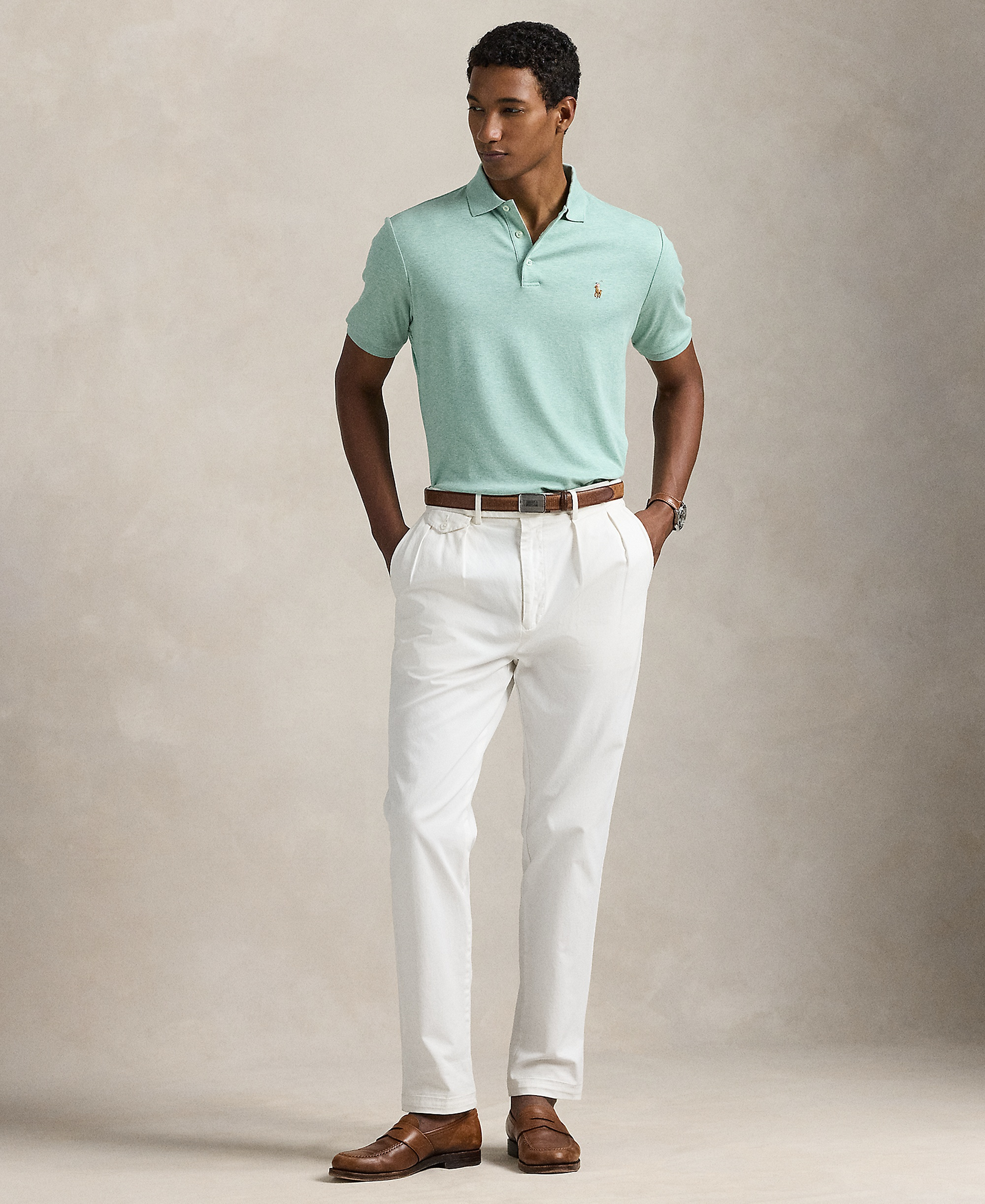 Polo Ralph Lauren Men's Custom Slim Fit Soft Cotton Polo Shirt - Celadon Heather
