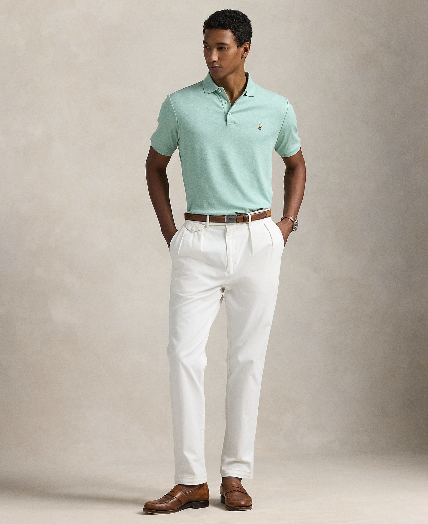 Polo Ralph Lauren Men's Custom Slim Fit Soft Cotton Polo Shirt - Celadon Heather