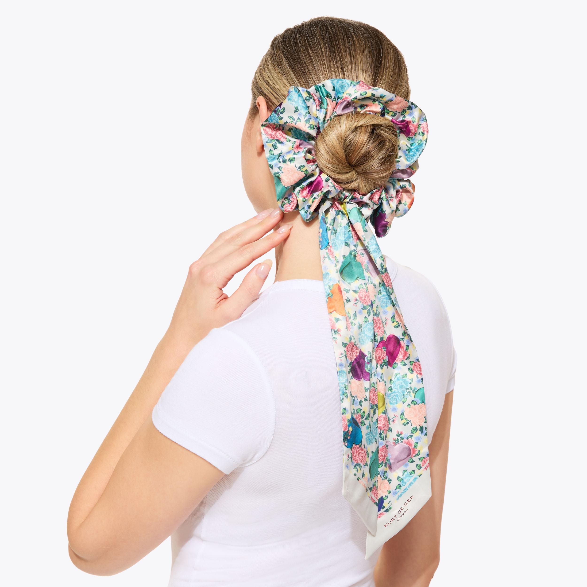 Kurt Geiger London Printed Bow Scrunchie - White - view 2