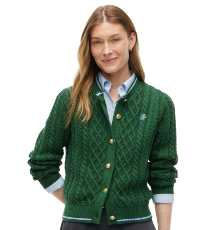 Tommy Hilfiger Women's Heritage Cable Long-Sleeve Cardigan Sweater - Deep Evergreen