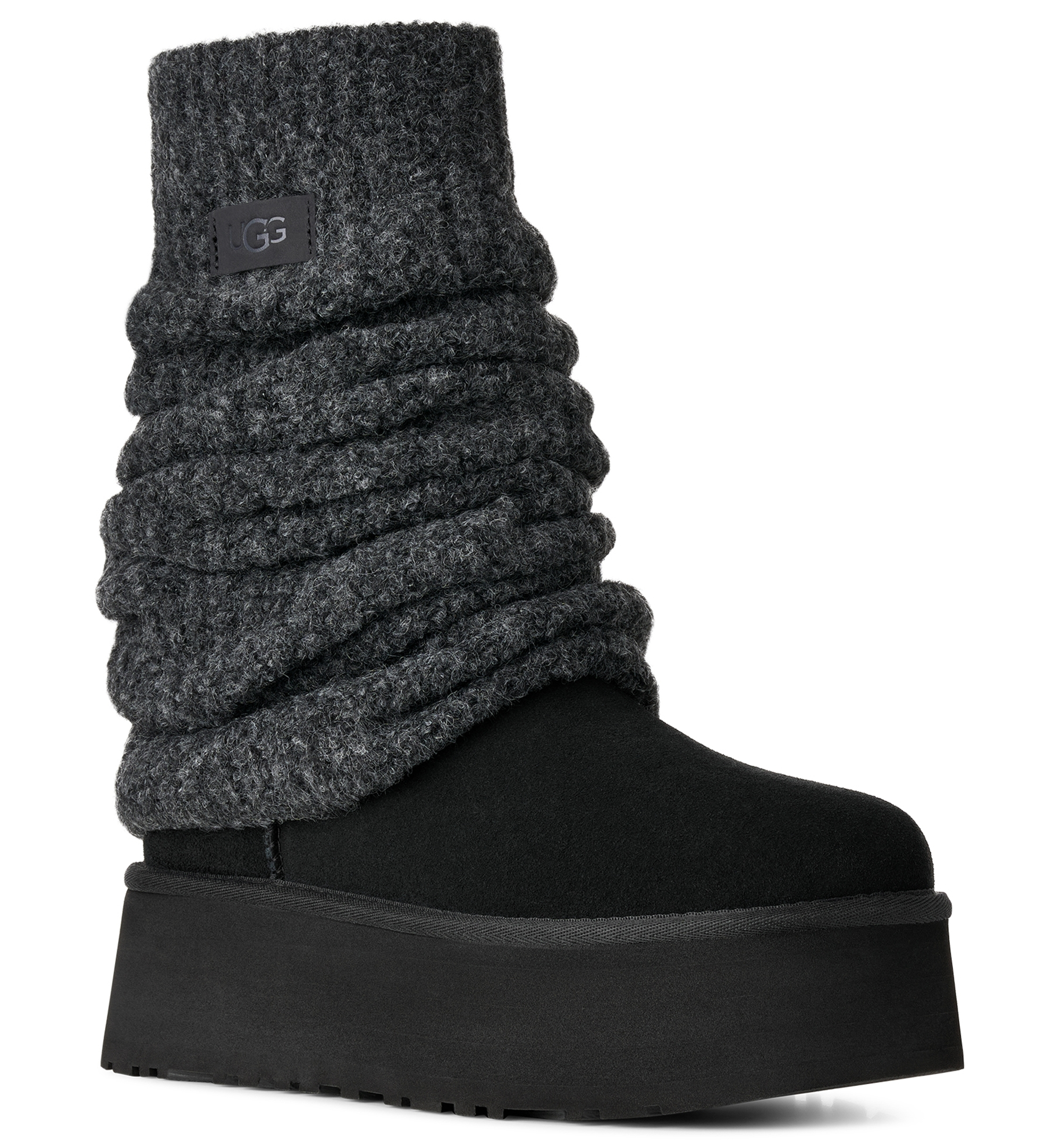 UGG® Women's Classic Mini Dipper Removable Knit Leg Warmer Suede Boots - Black