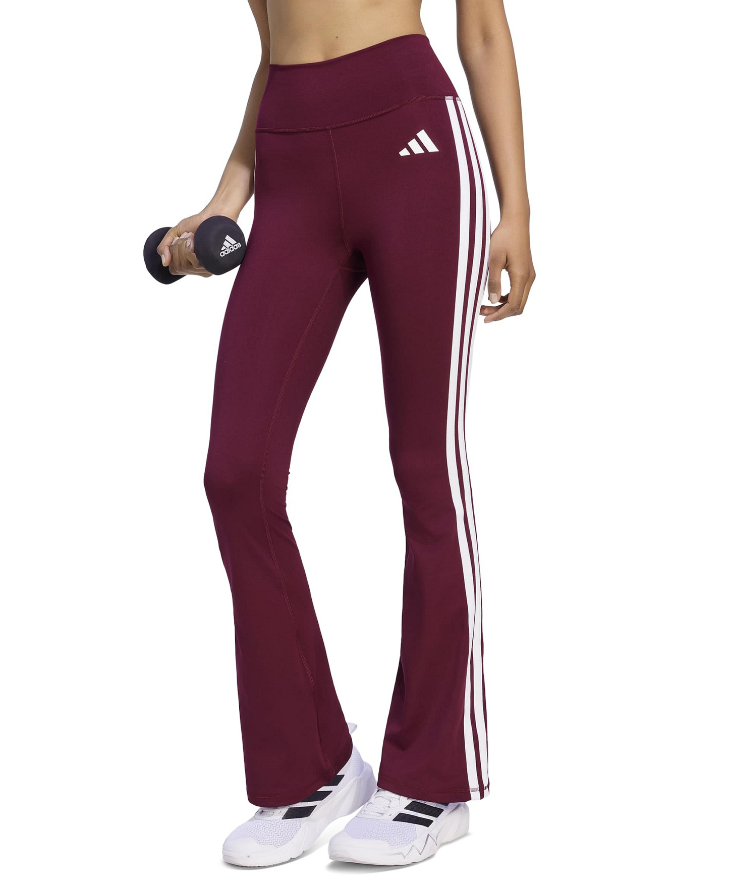 adidas Women's Optime Essentials 3-Stripes Flared Leggings - Black/White